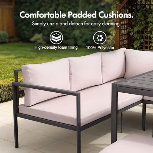 VonHaus Aruba 7 Seater Garden Furniture Dining Set in Grey – 5