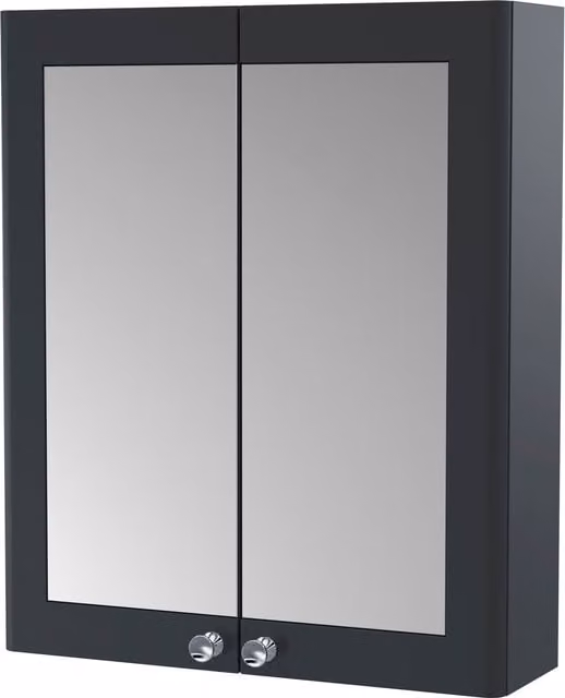 Balterley Traditional Wall Hung 2-Door Mirror Cabinet, Dark Grey, W: 60.0 cm, H: 71.5 cm – 1