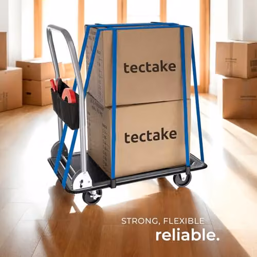 tectake Platform Trolley in Black with 150 kg Load Capacity, Foldable Handle, Storage Pocket and 4 Castors including 2 Lockable Brakes – 7