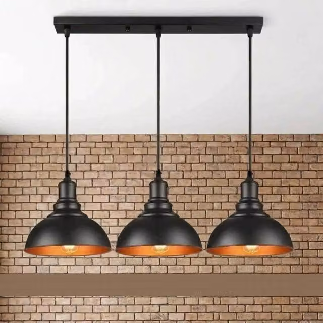 NESTLUNE 3 Drop Cluster Vintage Pendant Ceiling Light in Black Metal – 1