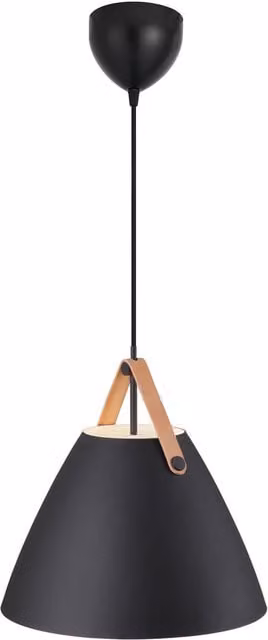 Nordlux Strap Industrial Pendant Light in Black Metal with E27 Socket, Diameter: 36 cm