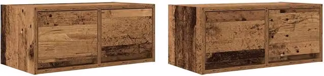 Berkfield Home Set of 2 Rustic Old Wood TV Cabinets in Brown, W/D/H: 60 x 31 x 25.5 cm – 1