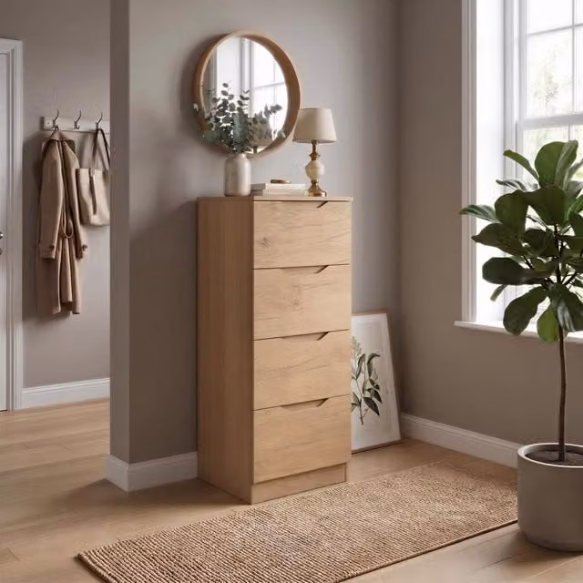 FWStyle Luno Oak 4 Drawer Chest of Drawers in Brown