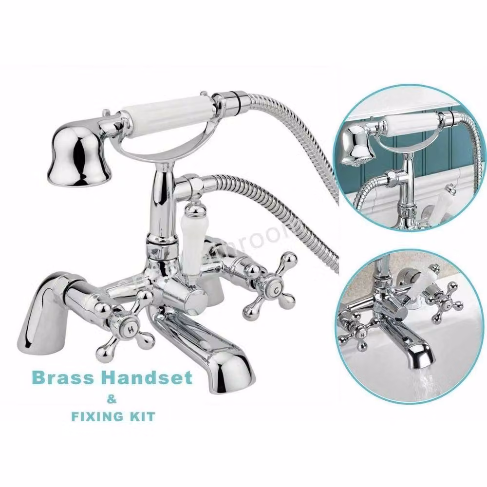 NESTLUNE Traditional Two-Handle Bath Filler Shower Mixer Tap in Silver, W: 1000 cm, H: 52 cm – 2