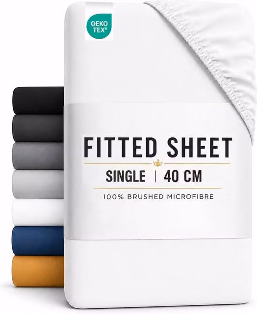 Grace Premium White Microfibre Double Fitted Sheet with 40cm Extra Deep Pockets – 1