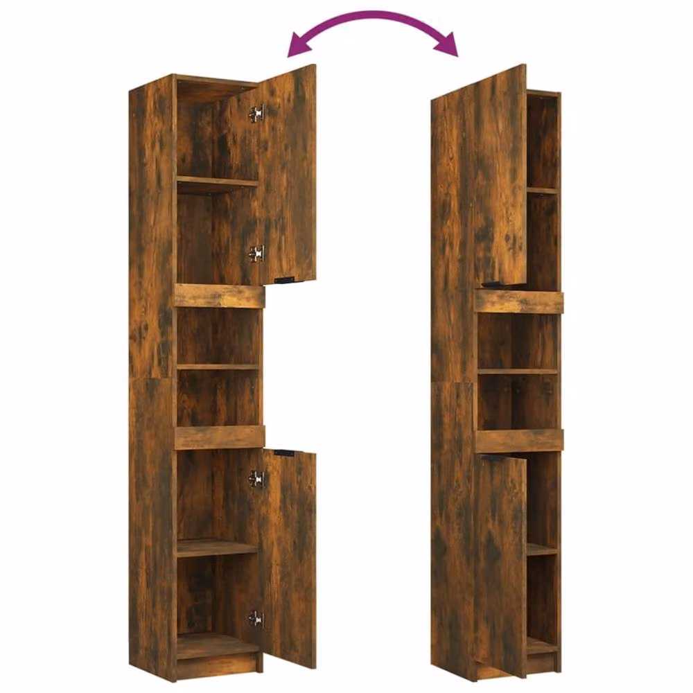 Berkfield Home Smoked Oak Bathroom Cabinet, Brown, W/D/H: 32 x 34 x 188.5 cm – 4