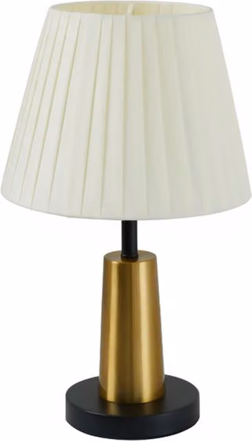 Living Star Modern Table Lamp with White Fabric Cylinder Shade and Gold Brass Metal Base