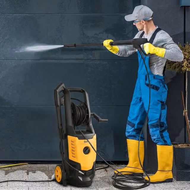OUTSUNNY 2200W Power Washer with 170 Bar Pressure and Adjustable Nozzle in Yellow