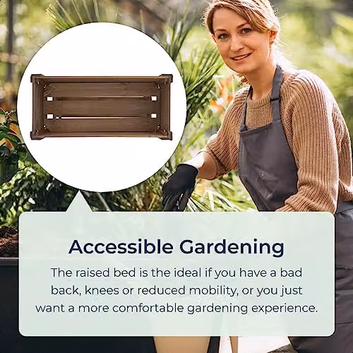idooka Brown Wooden Rectangular Raised Plant Box with Garden Storage Shelf for Vegetables, Herbs and Flowers, W/D/H: 80 x 38 x 38 cm – 3