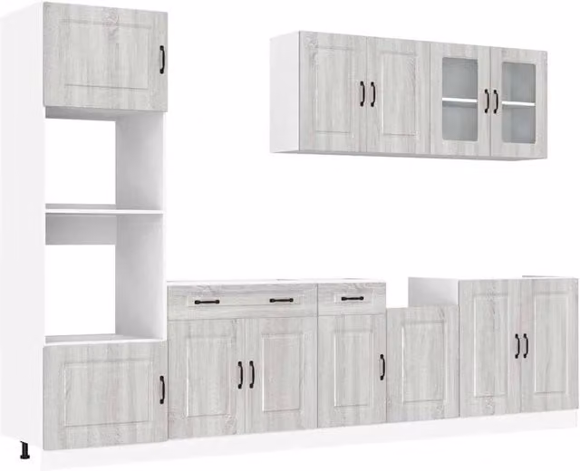 Berkfield Home Kalmar 7 Piece Modern Kitchen Cabinet Set in Grey Sonoma Engineered Wood