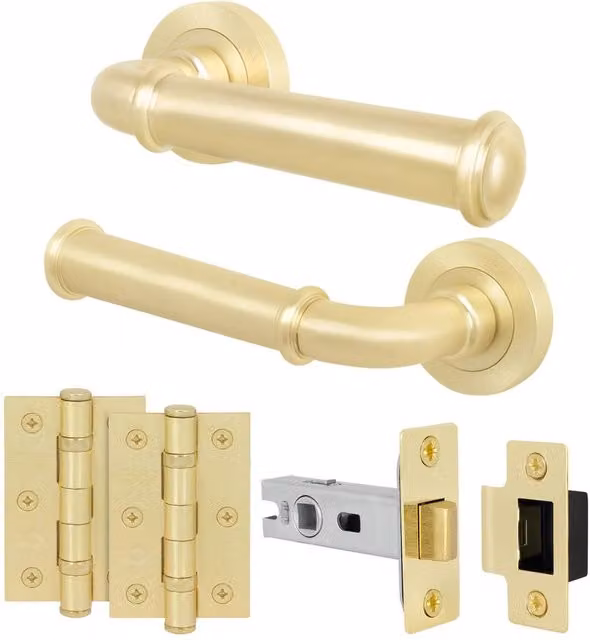 AFIT Satin Brass Door Handle Latch Set in Gold, 150 x 150 mm – 1