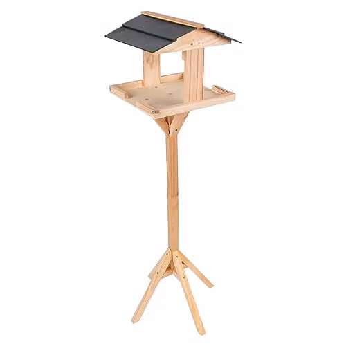 Redwood Large Brown Wooden Bird Table and Water Bath Station for Outdoor Gardens, W/D/H: 116 x 116 x 34 cm