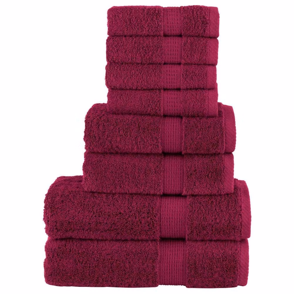 Berkfield Home SOLUND 8 Piece Premium Cotton Terry Towel Set in Wine Bordeaux, 600 gsm – 2