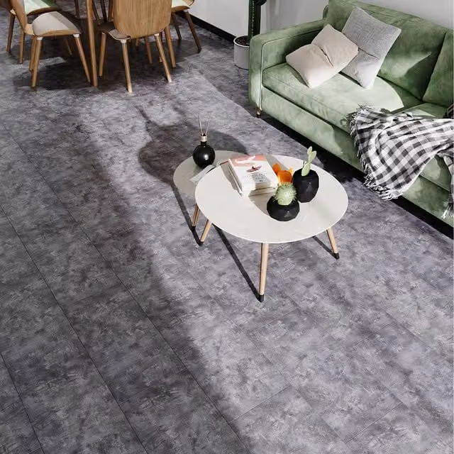 Livingandhome Set of 20 Stone Look UV Coated PVC Flooring Tiles in Grey