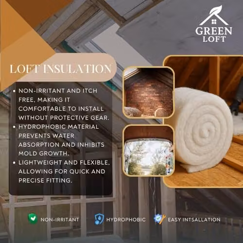 Green Loft Polyester Thermal Insulation Roll, White, W: 57 cm, H: 4 m, D: 5 cm – 3