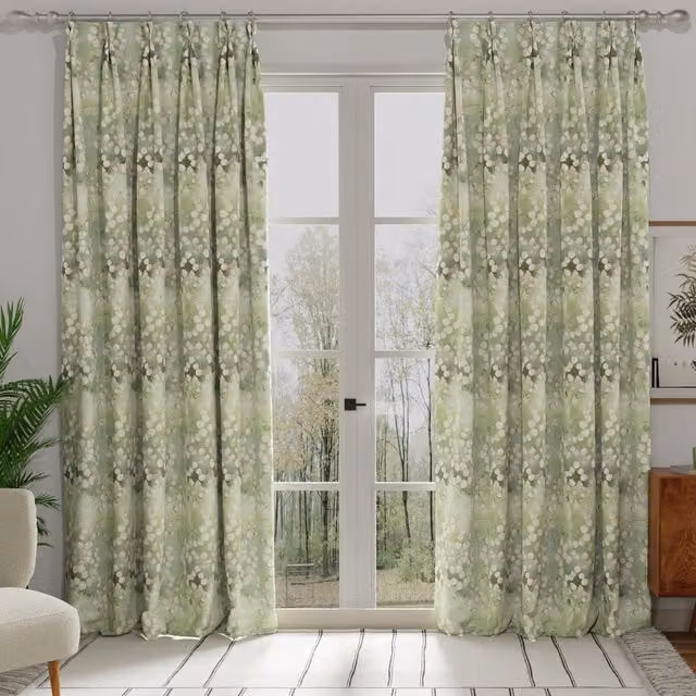 ANTE DECOR Lunaria Made to Measure Blackout Floral Curtain Panel in Green