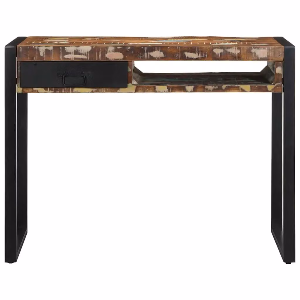 Berkfield Multicolour Reclaimed Solid Wood Writing Desk W/D/H: 100 x 50 x 75 cm – 2