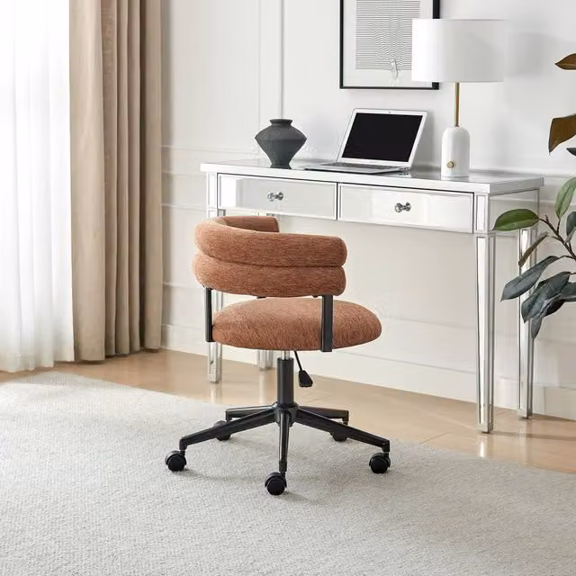 FurnitureboxUK Estelle Modern Orange Fabric Swivel Task Office Chair
