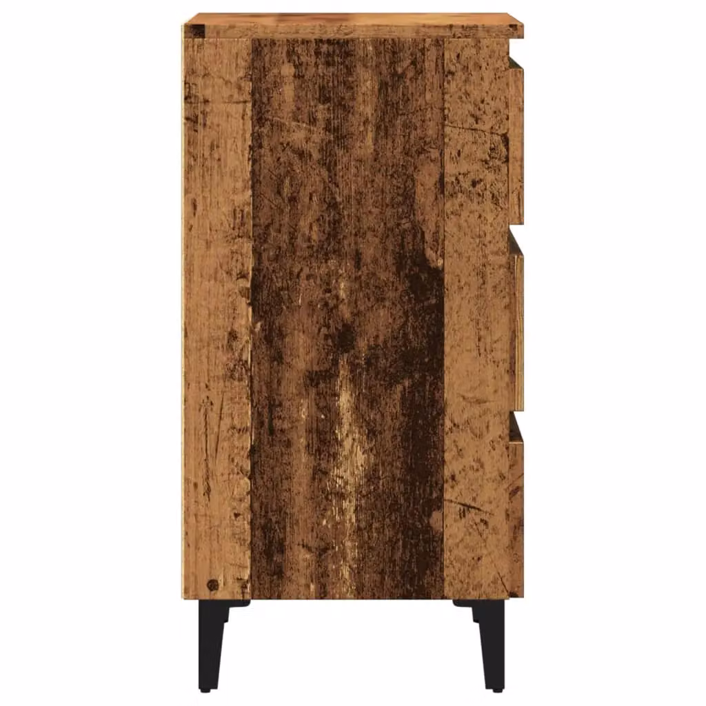 Berkfield Home Bed Cabinet with Metal Legs in Old Wood Brown W/D/H: 40 x 35 x 69 cm – 4