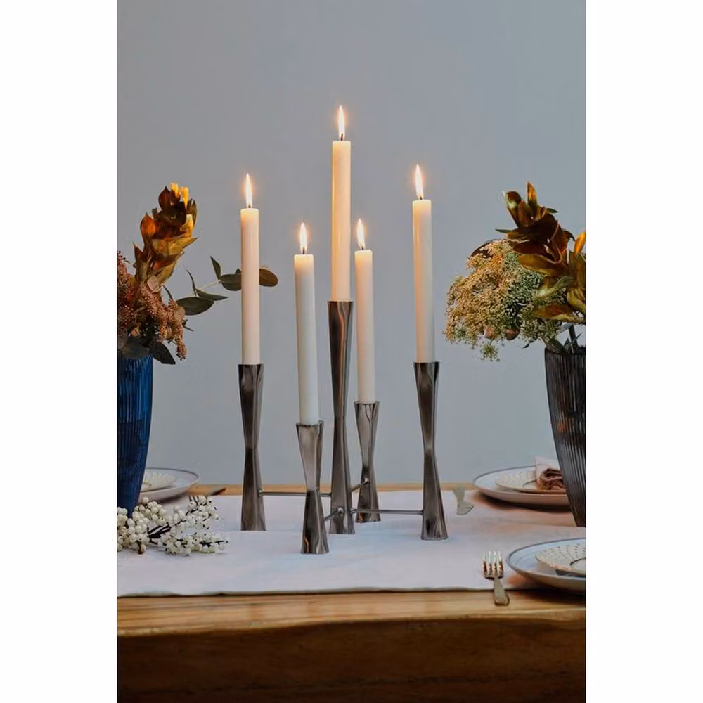 Lemon Pavilion Furniture and Decor Parker 5 Piece Metal Candle Centerpiece in Silver, W: 27 cm, D: 27 cm, H: 42 cm – 3