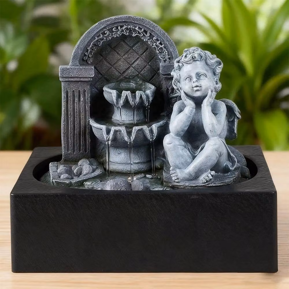 EONLION Black Indoor Tabletop LED Waterfall Fountain – 4