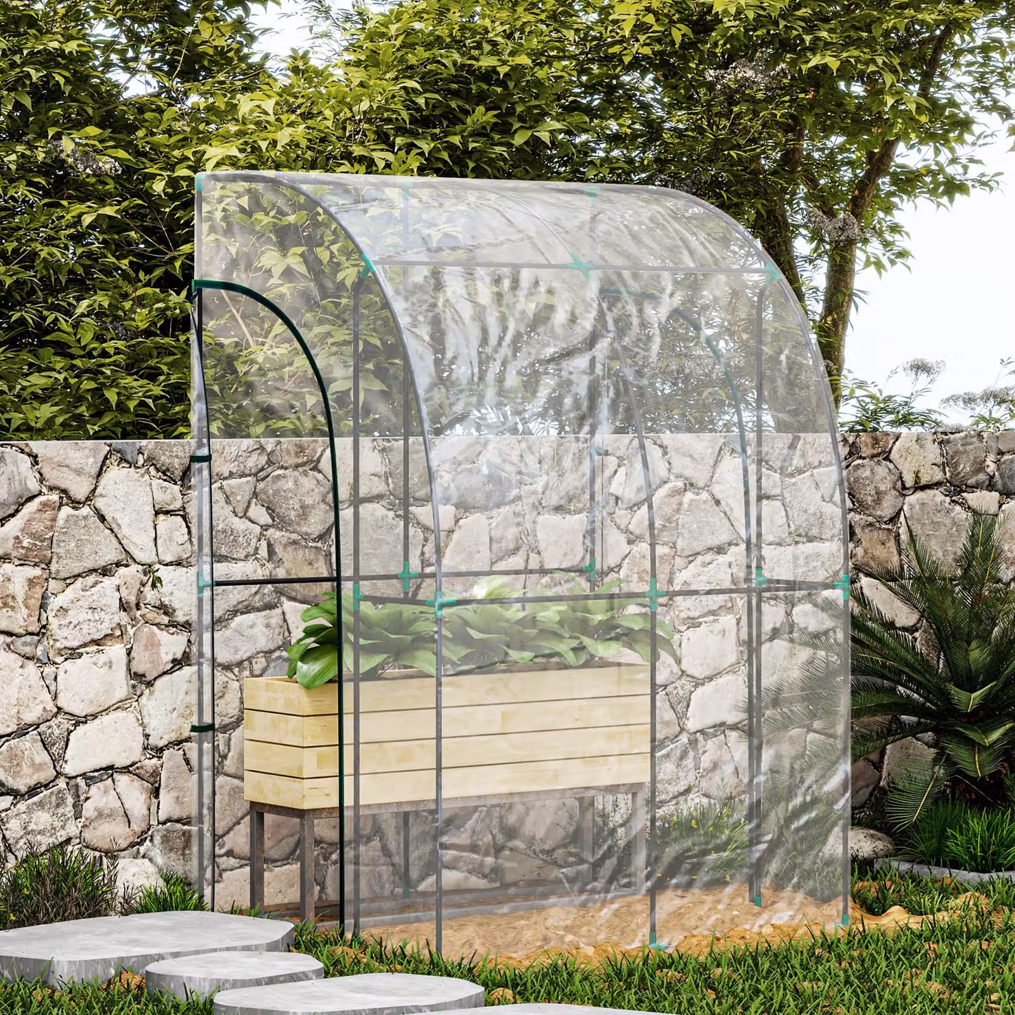 Outsunny Walk-In Lean To Greenhouse with Accessories, W/D/H: 143 x 118 x 168 cm – 6