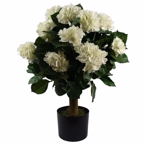 Leaf Design UK White Realistic Artificial Hydrangea Tabletop Blossom Tree
