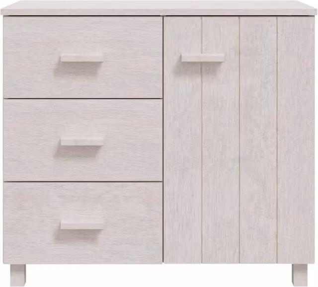 Berkfield Home HAMAR Sideboard in White Solid Pinewood, W/D/H: 90 x 40 x 80 cm