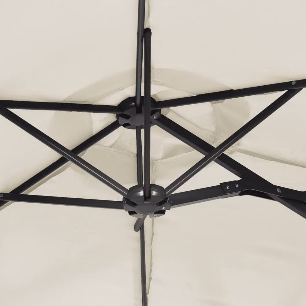 Berkfield Home Elegant Double-Head Cantilever Parasol in Sand White, W: 316 cm, D: 240 cm, H: 145 cm – 3