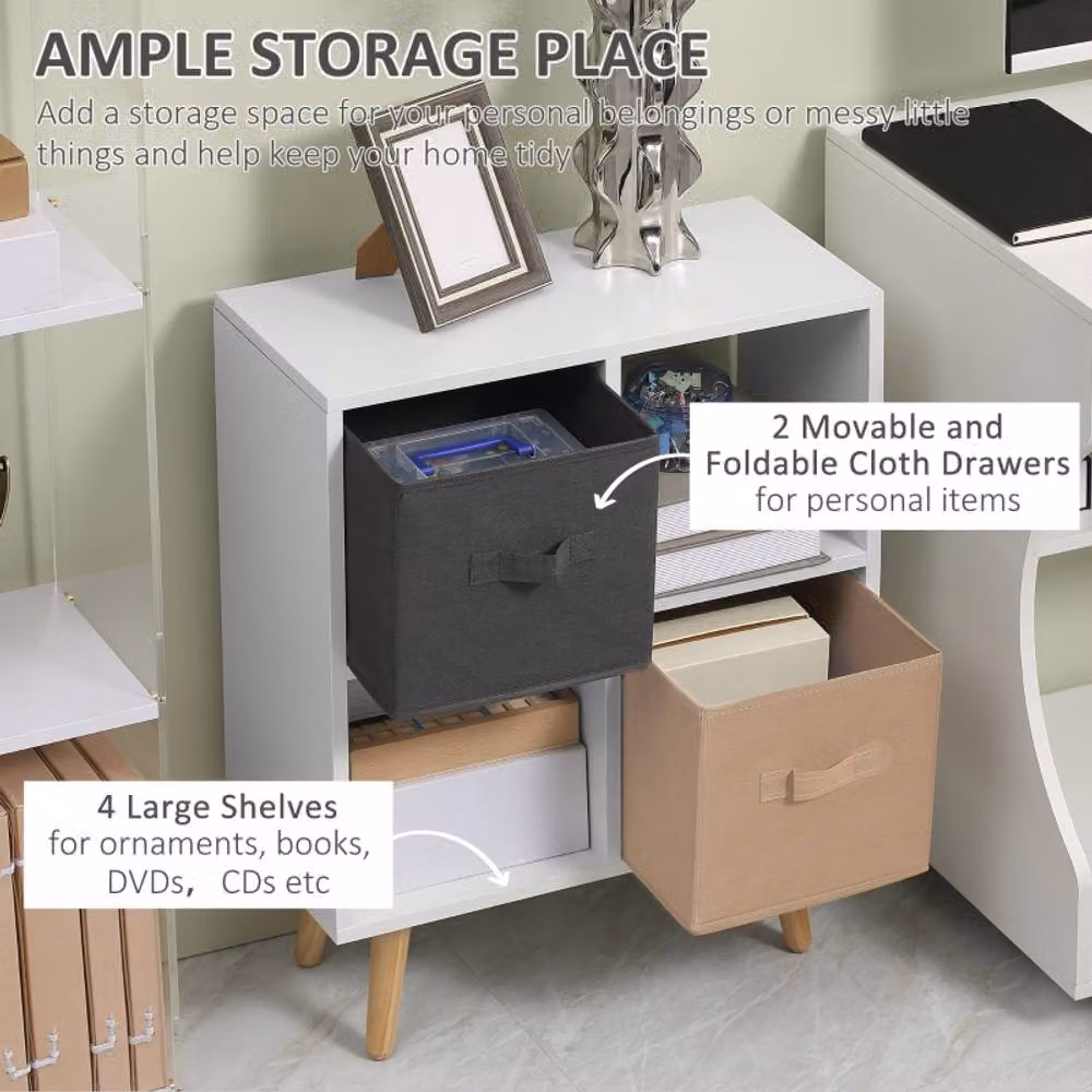 STILVORA White Modern Freestanding Storage Unit with Fabric Drawers – 3