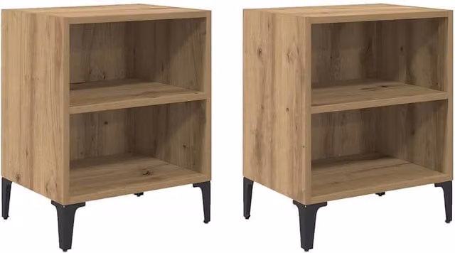 Berkfield Home Set of 2 Artisan Oak Bedside Cabinets in Brown, W/D/H: 40 x 30 x 50 cm – 1