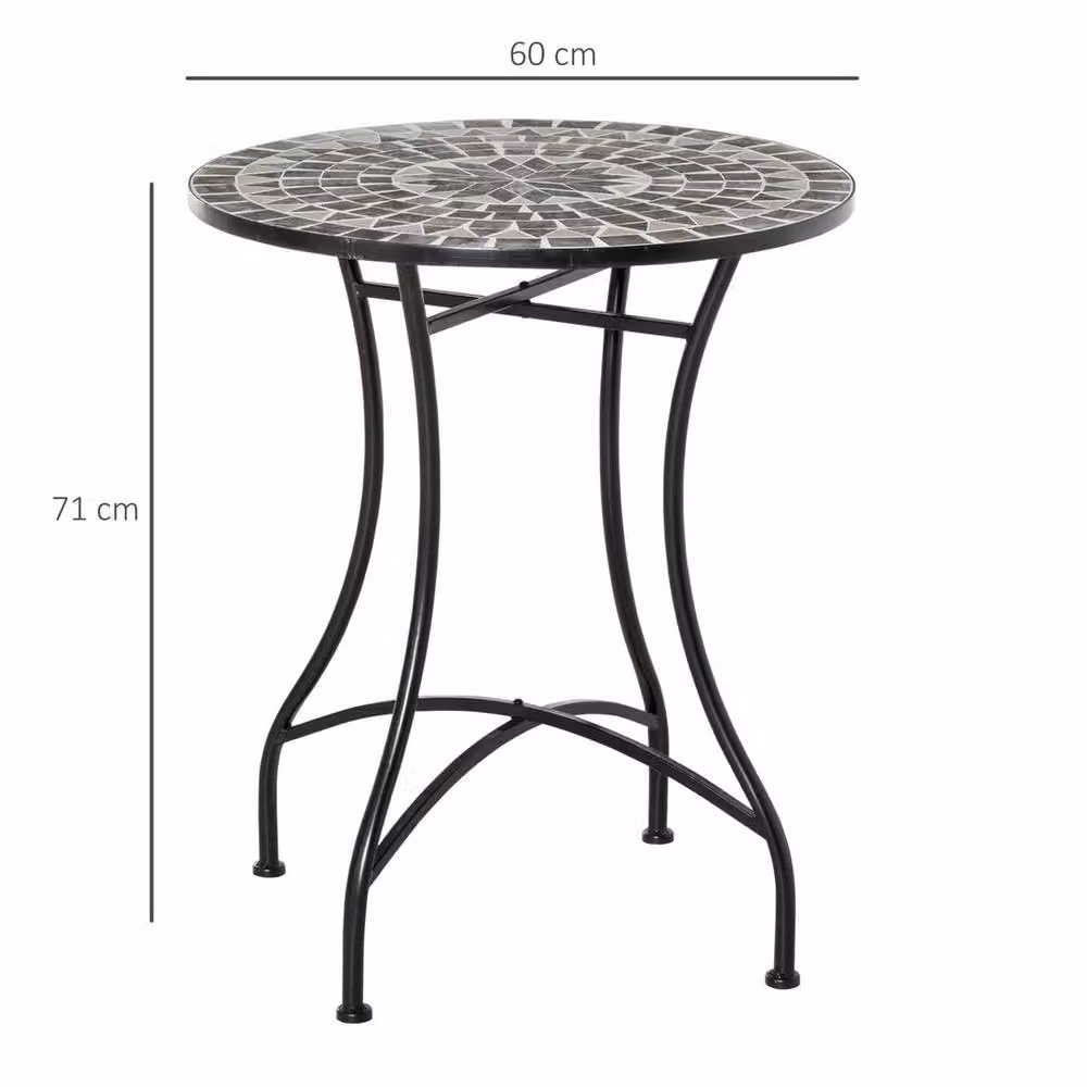 EONLION Black Round Bistro Side Table and Coffee Table with Powder Coated Steel Sled Base, W/D/H: 100 x 100 x 71 cm – 2