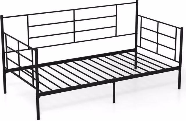 Costway Single Day Bed and Guest Sofa Bed Frame in Black Metal, W/D/H: 90 x 200 cm
