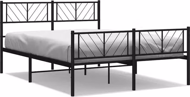 Berkfield Home Metal Bed Frame with Headboard and Footboard in Black, W/D/H: 140 x 190 cm – 1