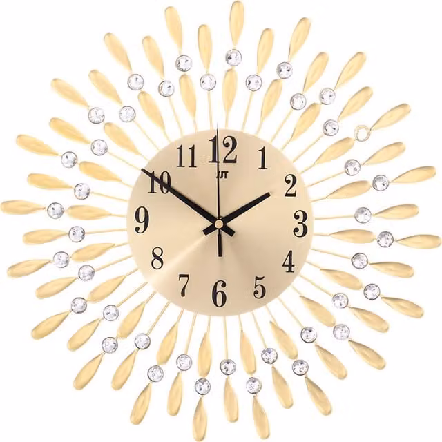 Lifeideas Gold Metal Round Silent Quartz Analog Wall Clock