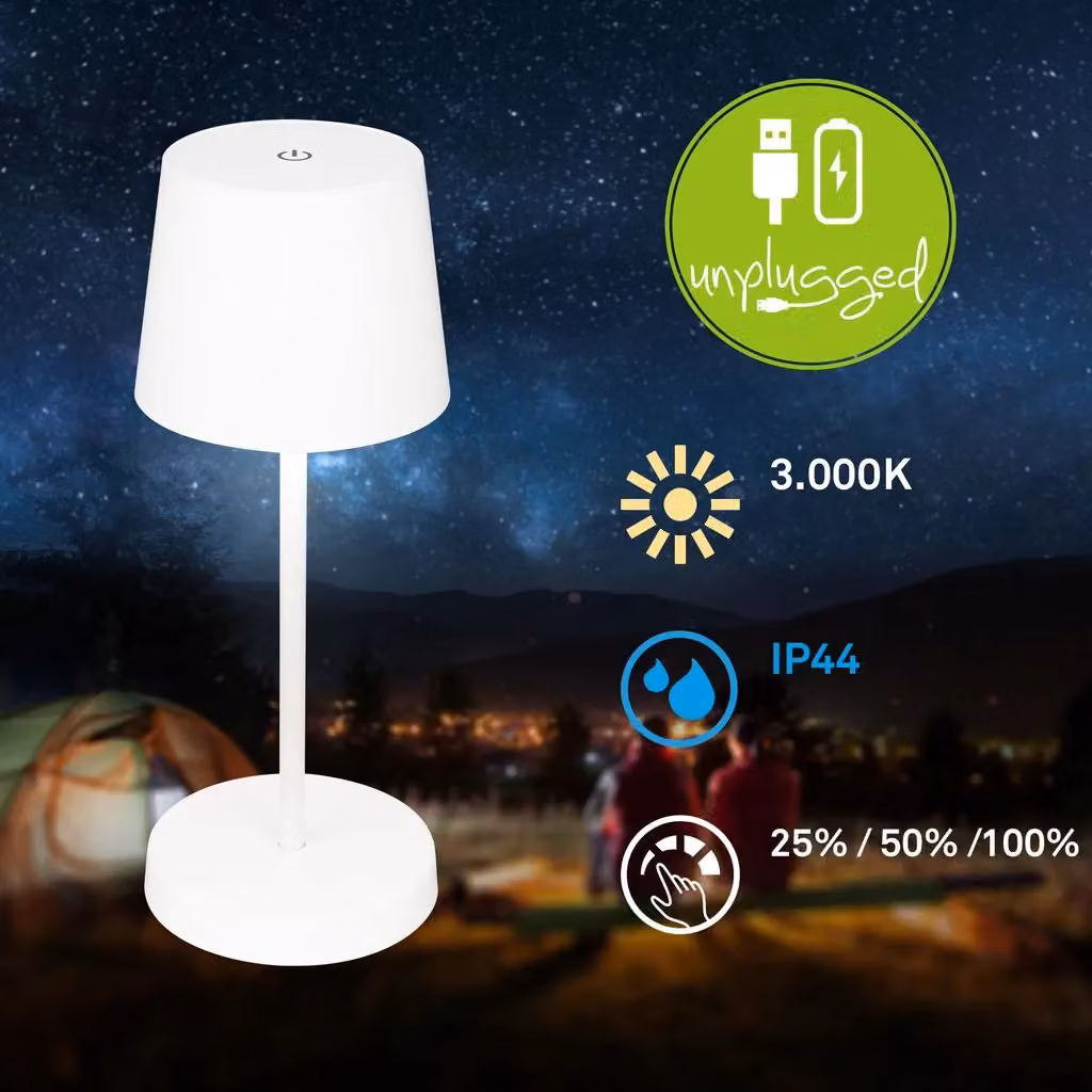 Briloner White Rechargeable Dimmable LED Table Lamp with Touch Control and Warm White Light – 2