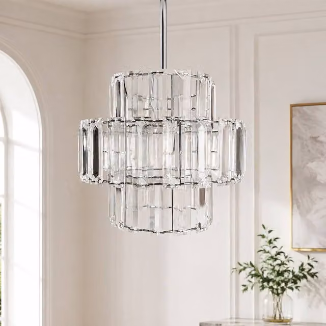 Voltico Drum Crystal Effect Acrylic Lampshade, Transparent, Diameter: 25 cm