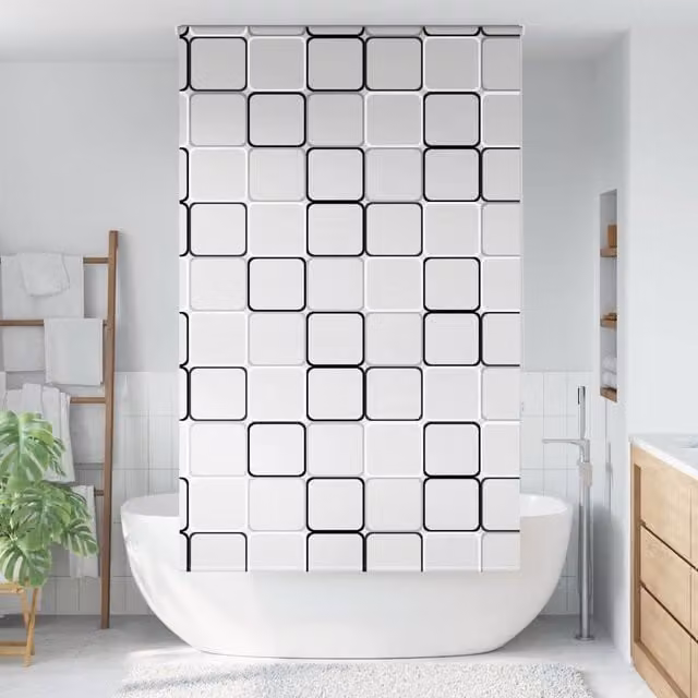 Berkfield Home Opaque Shower Roller Blind in Black, W: 130 cm, H: 240 cm