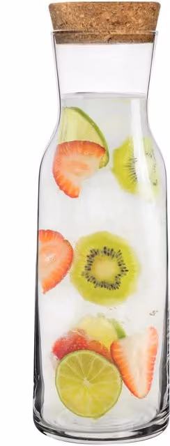 Bormioli Rocco Aquaria Glass Carafe with Cork Lid, 1.2 l, Transparent