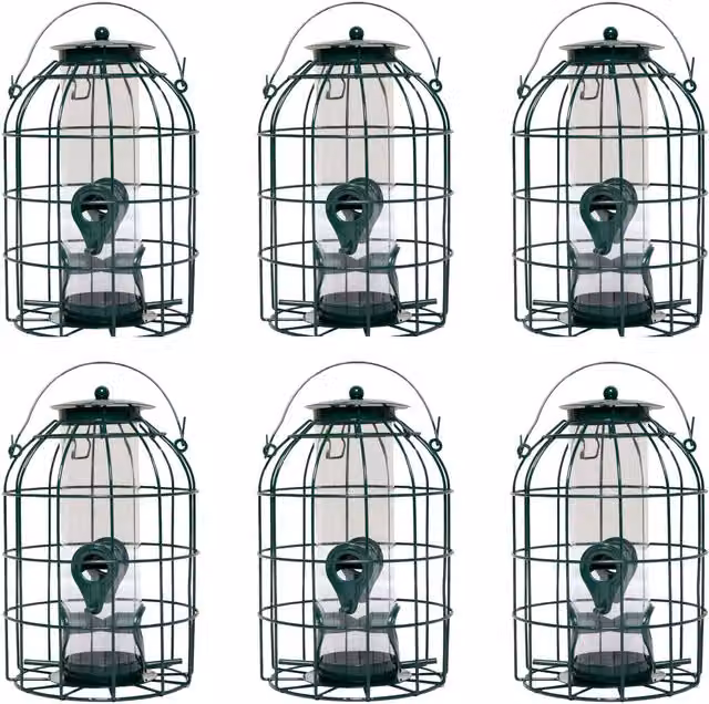 Samuel ALEXANDER Pack of 6 Green Metal Wild Bird Seed Feeder Cages with Squirrel Proof Guard – 1
