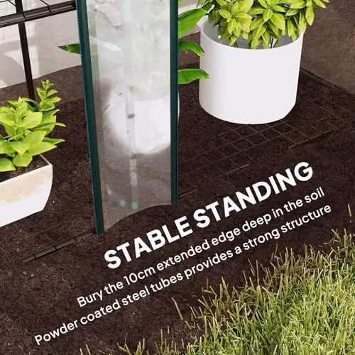 Outsunny 3 Tier Lean-to Mini Greenhouse with Transparent Plastic Cover, W/D/H: 215 x 46 x 151 cm – 4