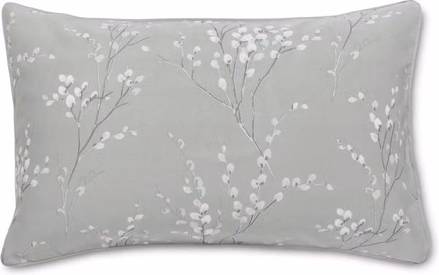 Laura Ashley Pussy Willow Reversible Floral Cotton Mako Satin Housewife Pillowcase in Grey