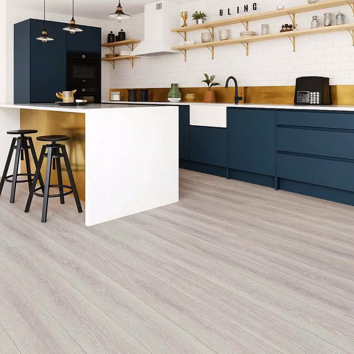 Vinyl Flooring UK Fores Wood Effect 7mm Laminate Flooring in Light Grey, 10 Planks, Covers 2.494sqm – 2