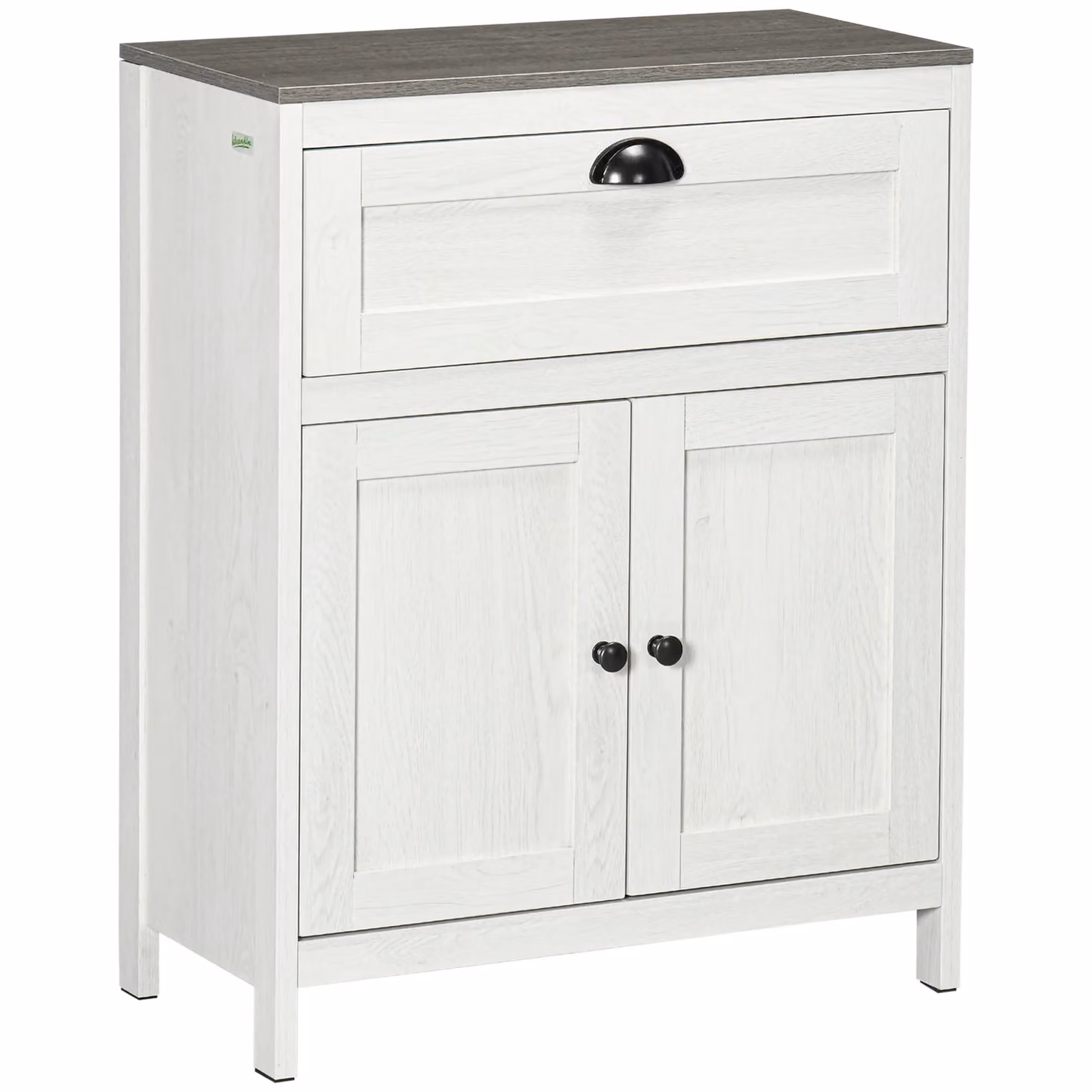 Kleankin Freestanding White Bathroom Floor Cabinet with Internal Drawers and Shelves – 2