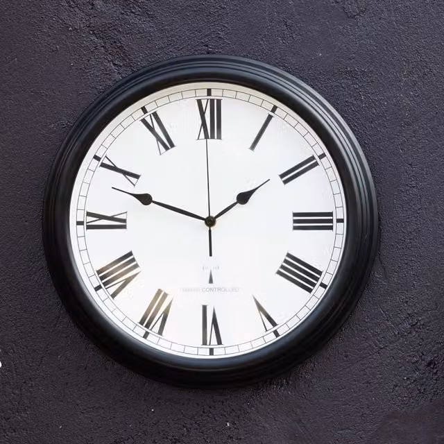 Primrose Radio Controlled Wall Clock with Remote Synchronisation - Black
