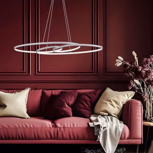 Globo Lighting Modern Silver Aluminium LED Ring Pendant Light with CCT Memory, 39 W, 2200 lm, W/D/H: 36 x 36 x 120 cm – 3
