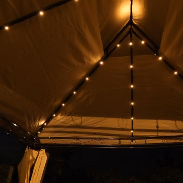 Charles Bentley Solar LED String Lights in Warm White, Black