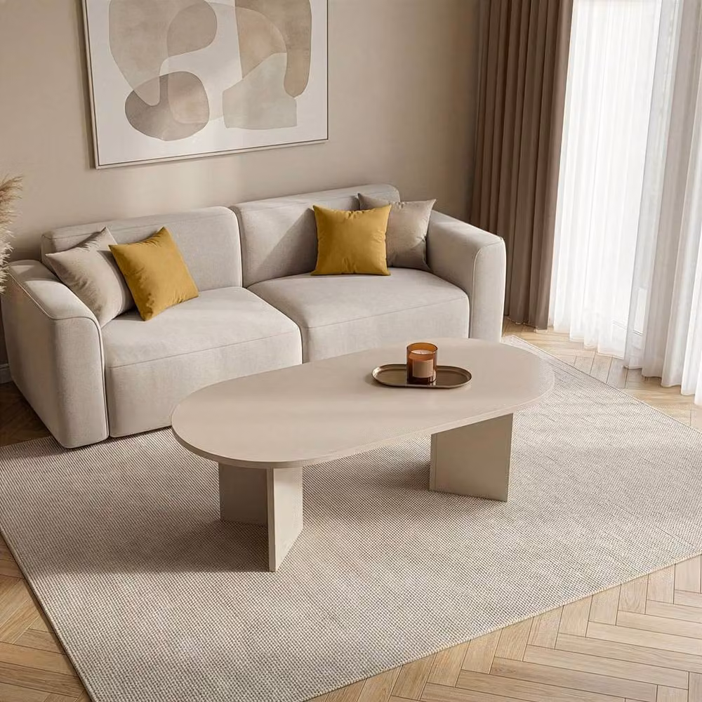CALICOSY IRIS Oval Coffee Table in Beige, W/D/H: 119 x 60 x 39.8 cm – 3