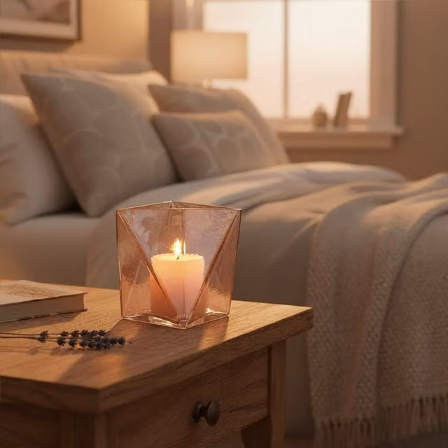 Orsina Rambia Geometric Pink Glass Taper Candle Holder – 2