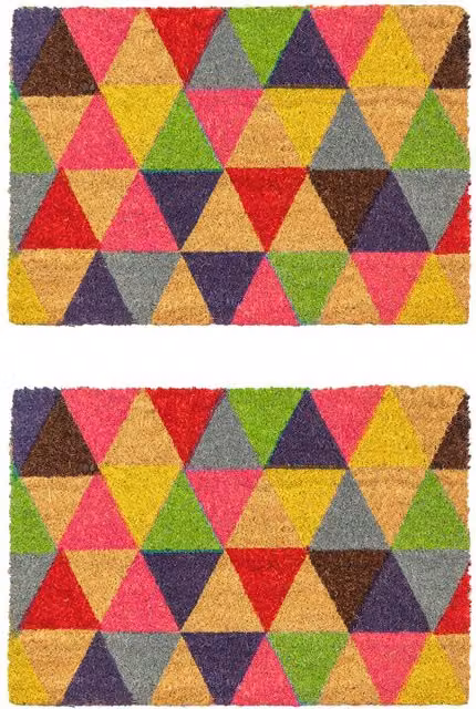 Nicola Spring Triangle Coir Door Mats, Pack of 2, Multicolour, W: 90 cm, D: 60 cm